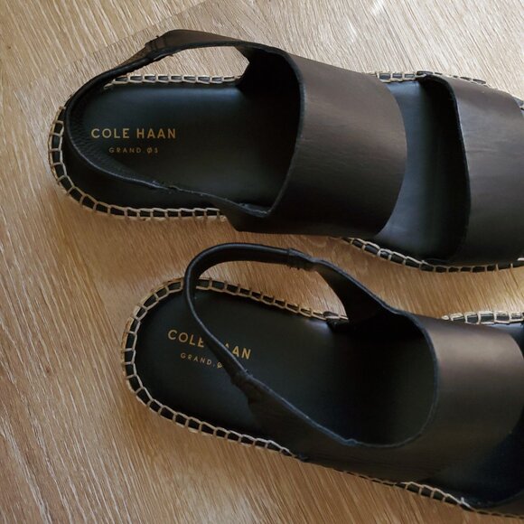 Cole Haan Women's Cloudfeel Espadrille Sandal - Black Leather Size 10.5 - Picture 6 of 16